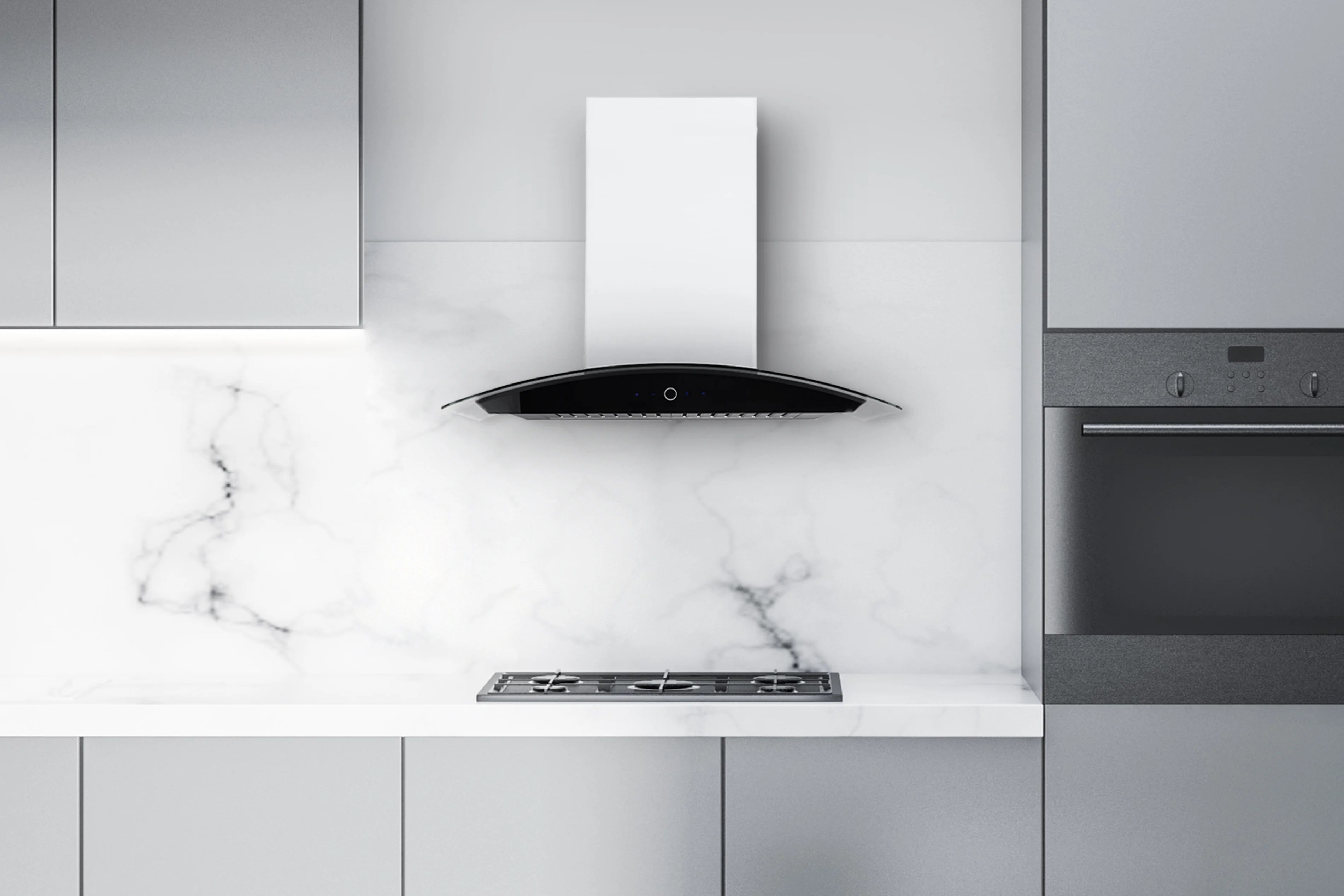 Hauslane|Chef Series WM-639 30-inch Wall Mounted Range Hood | Contemporary Design Professional Suction | Dishwasher Safe Baffle Filters, 3 Speed Settings, Touch Control Panel
