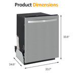 Heynemo 24" Stainless Steel Built-in Dishwasher, 14-16 Place Settings Dishwasher Machine, 8 Wash Programs, Energy Star, Sliver