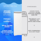 Pet Forge Spin Fresh Portable Pet Washing Machine, Fully Automatic 8 lb Capacity Top Load Washer