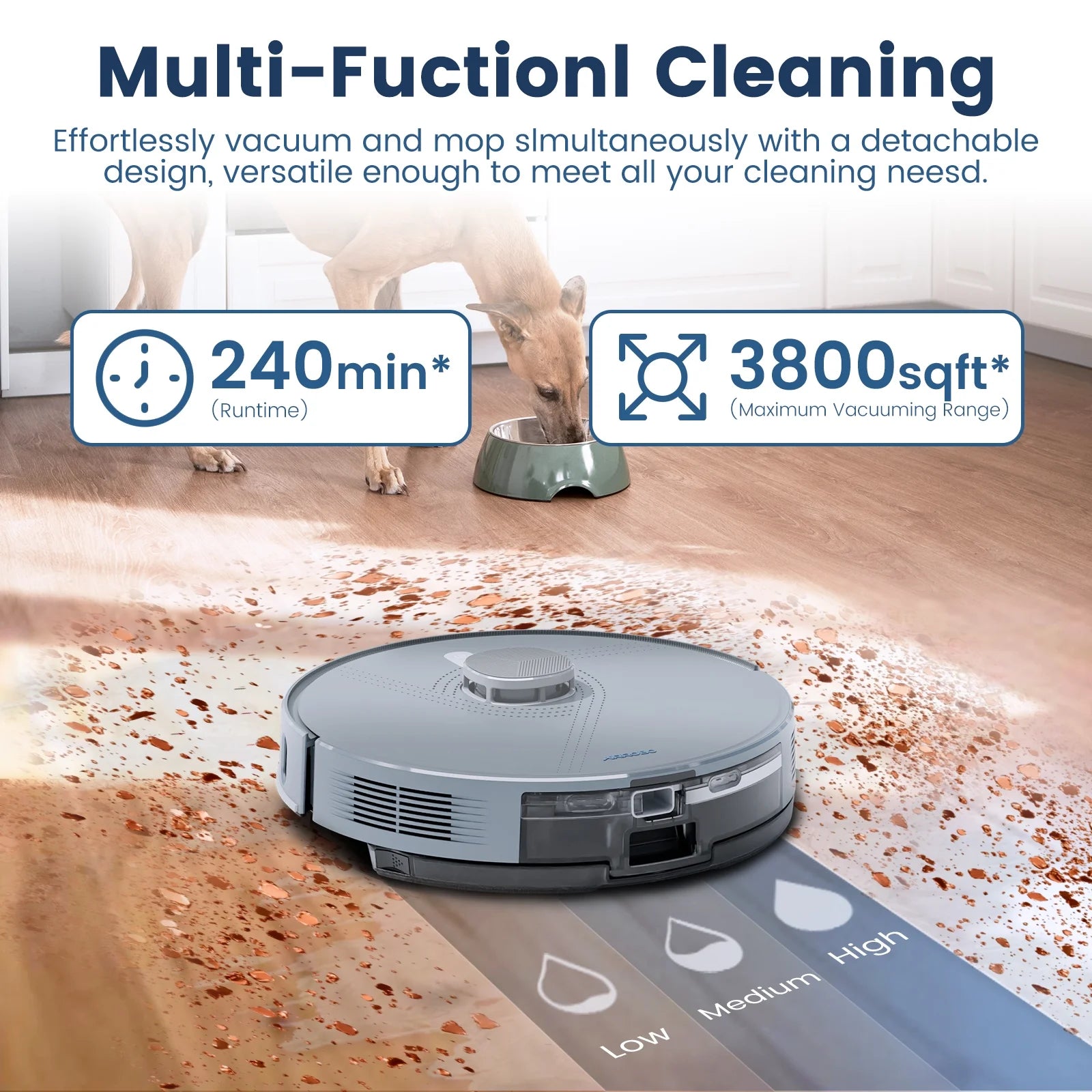(2025Upgrade) AIRROBO L50 Self-Empty Robot Vacuum and Mop Combo with Ultrasonic Carpet Inspection��5500Pa Powerful Suction for Pet Hair