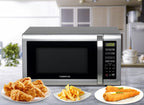 Farberware Countertop Microwave Ov 1100 Watts, 2.2 cu ft - Smart Sensor With LED Lighting and Child Lock - Perfect for Apartments and Dorms - Easy Clean Black Interior, Stainless Steel