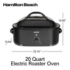 Hamilton Beach 20 Quart Electric Roaster Oven with Removable Pan, Black
