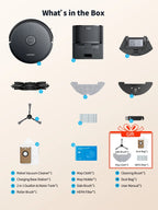 Laresar L20+ Self Emptying Robot Vacuum and Mop Combo, 5000Pa LDS Laser Navigation Auto-Empty Dustbin, 150min Runtime Smart Mapping 3-in-1 Sweep Mop Vacuum for Hard Floor/Carpet