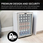 Whynter 3.3 Cubic Foot Beverage Center Fridge with Lock Stainless Steel