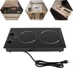 Electric Ceramic Cooktop with Timer,2 Burners Built-in Radiant Electric Stove Top with Child Safety Lock,24 Inch Electric Cooktop with Sensor Touch Control (9 Power-2 Burners)