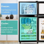 3.5Cu.Ft Compact Refrigerator Mini Fridge with Freezer, Small Refrigerator with 2 Door, 7 Level Thermostat Removable Shelves for Kitchen, Dorm, Apartment, Bar, Office, Black