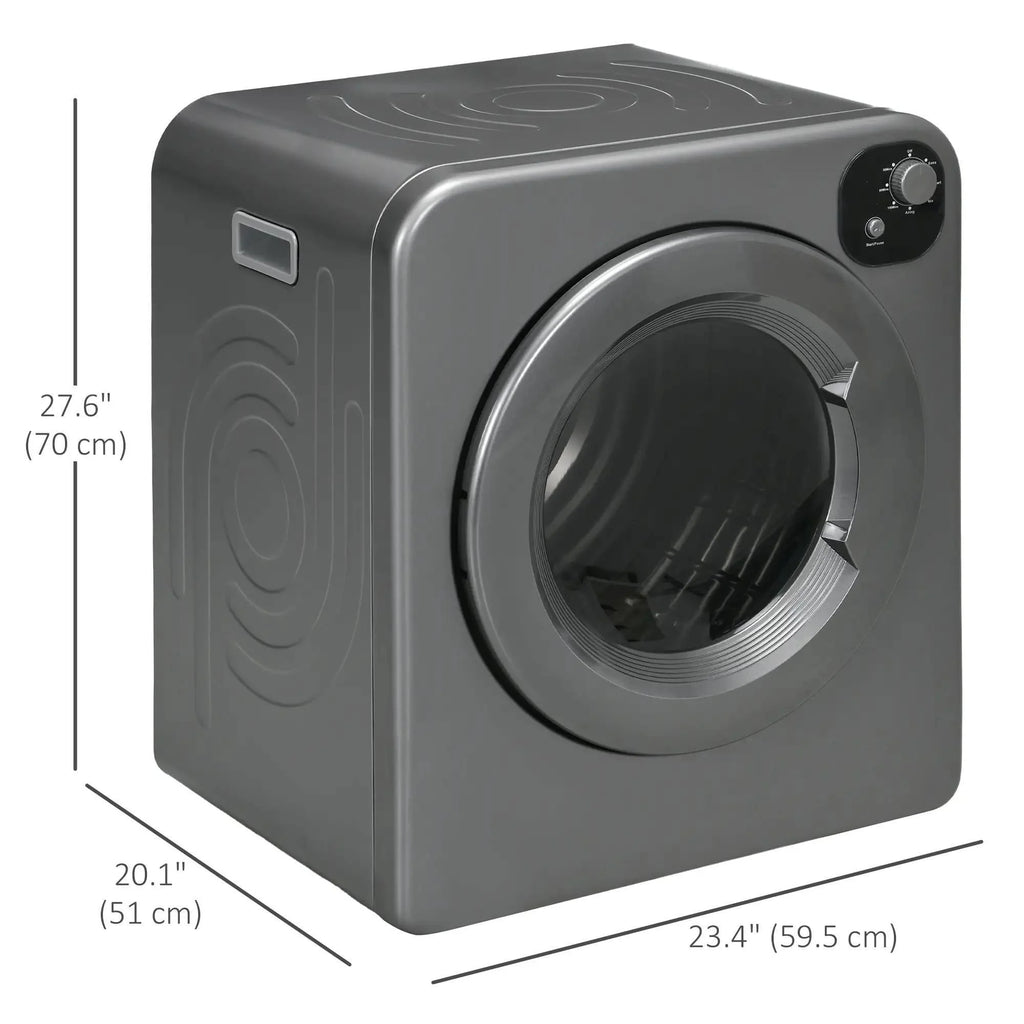 Resenkos Compact Laundry Dryer 1300W Portable Clothes Dryer with 3.2 cu.ft Stainless Steel Drum, Front Load Electric Dryer, Gray