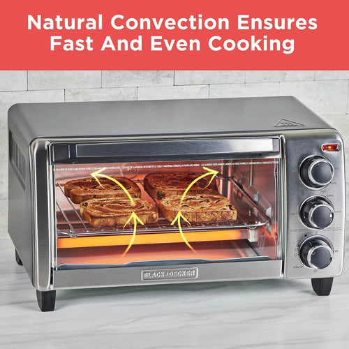 4-Slice Convection Oven - Stainless Steel, Curved Interior for 9-inch Pizza, TO1313SBD