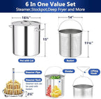 52QT Seafood Boiling Kit, 200,000BTU Propane Burner And Stainless Steel Crawfish Boil Pot w/Basket and Steamer Rack, For Outdoors Cooking and Steaming, Large Turkey Fryer Pot, Lobster Shrimp Pot