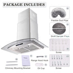 30 in. Ducted Wall Mount Range Hood Kitchen Hood Stainless Steel with Touch Control LED Light