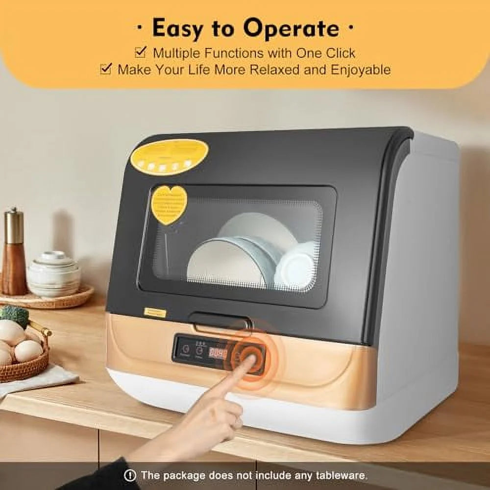 Portable Dishwasher Countertop, 800W 110V Mini Countertop Dishwasher Machine with 3 Washing Programs, Compact Dishwasher for Dishes Knives Forks Spoons Chopsticks Cups