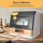 Portable Countertop Dishwasher 800W 110V 3 Washing Programs Dish Washer with Enhanced Dryingm 7.8-Liter Mini Dishwasher Automatic Dishwashing Machine for Restaurants, Kitchens, Cafeterias