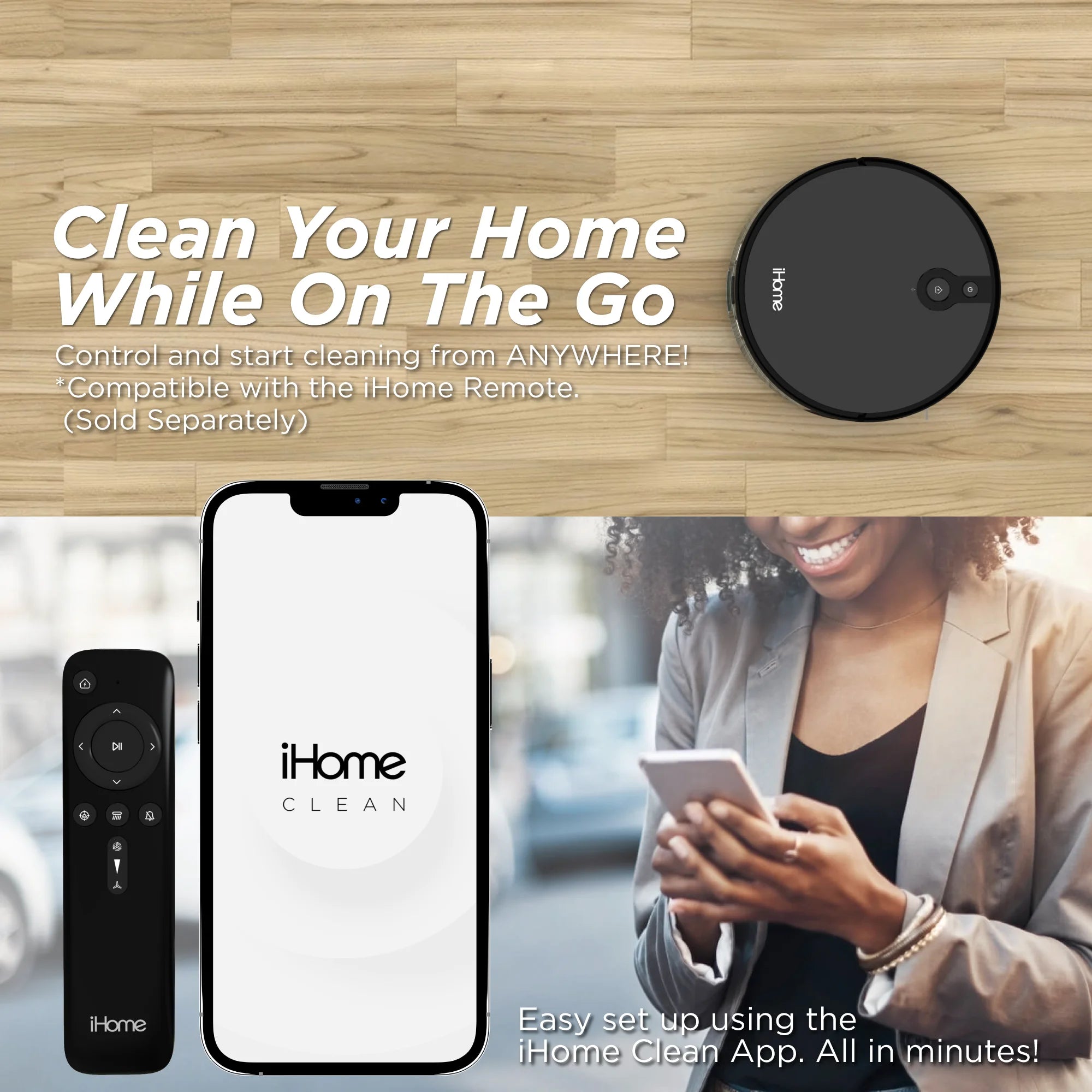 iHome AutoVac Eclipse Robot Vacuum with Mapping Technology, Ultra Strong Suction, 120 Min Runtime, App Connectivity