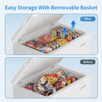 BANGSON 7.0 Cu.Ft Chest Freezer, Deep Freezer with Adjustable Thermostat, Top Open Door Freezer with Removable Basket, Quiet Operation, Ideal for Kitchen/Apartment/Office