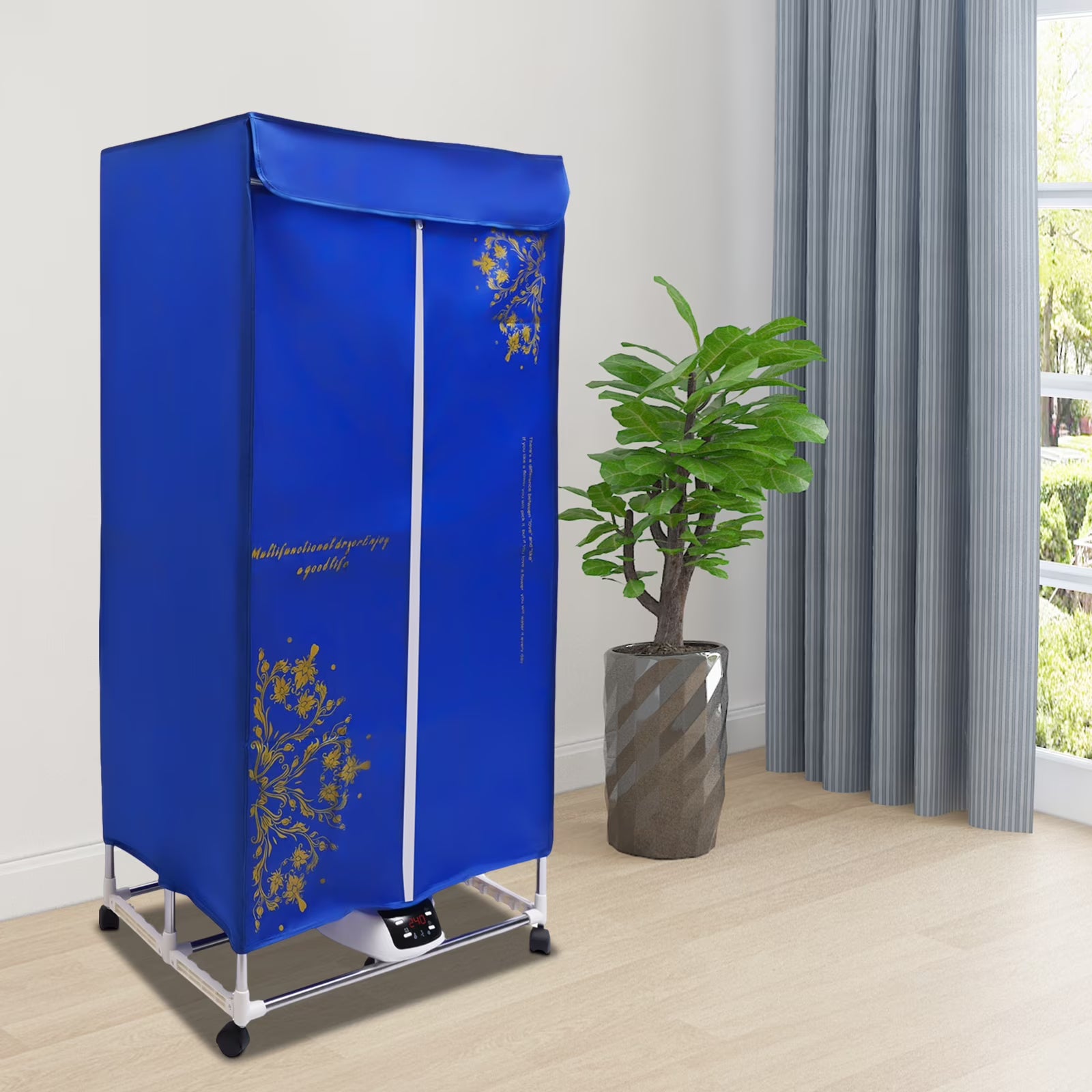 Clothes Dryer Portable Travel Dryer Machine Portable Dryer for Apartments New Generation Electric Clothes Drying Blue 2 Layers for Families Apartments Campers Student Dormitories