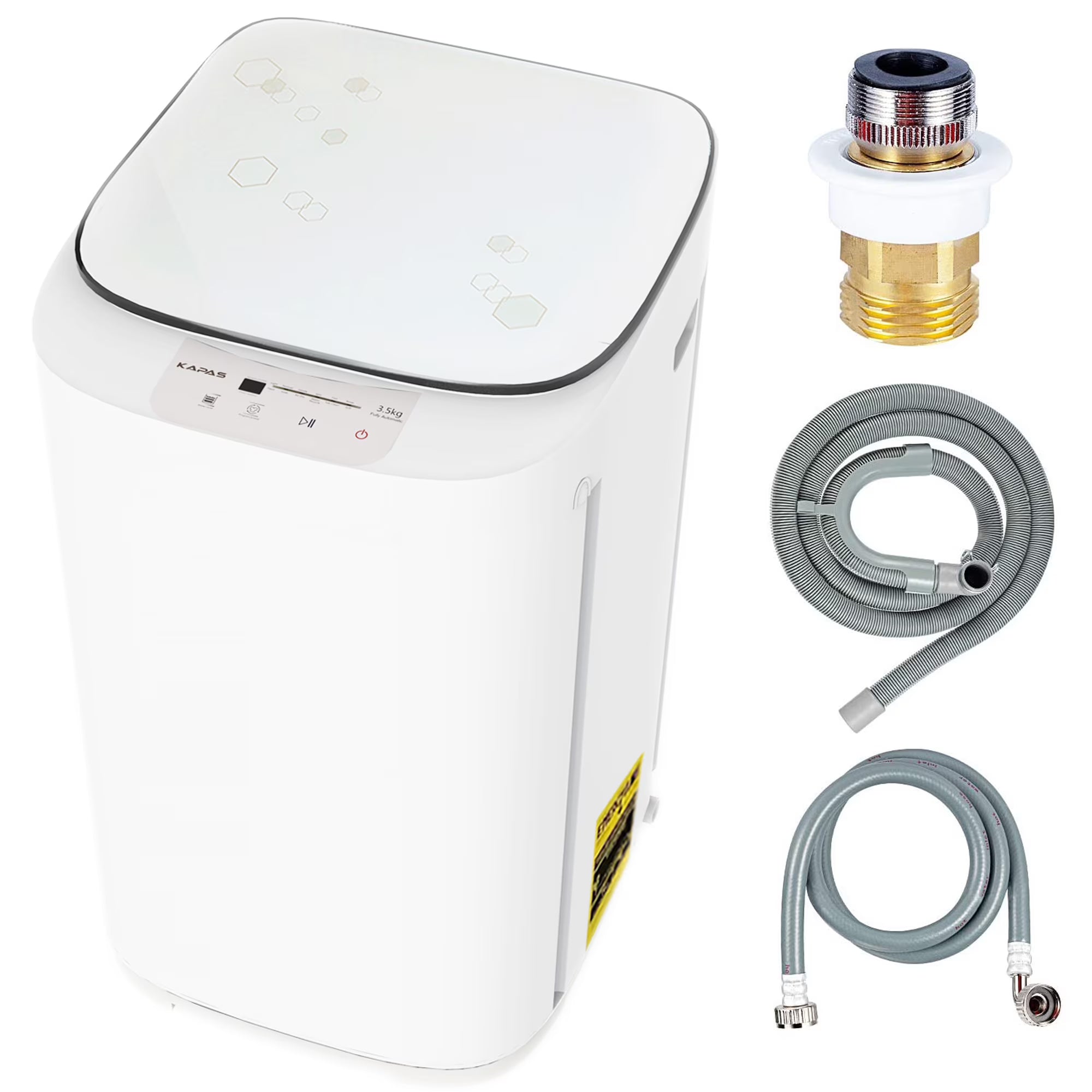 Compact Washing Machine, KAPAS Fully Automatic 2-in-1 Washer & Dryer Machine with 8 lbs. Capacity Top Load Tub Washer in White