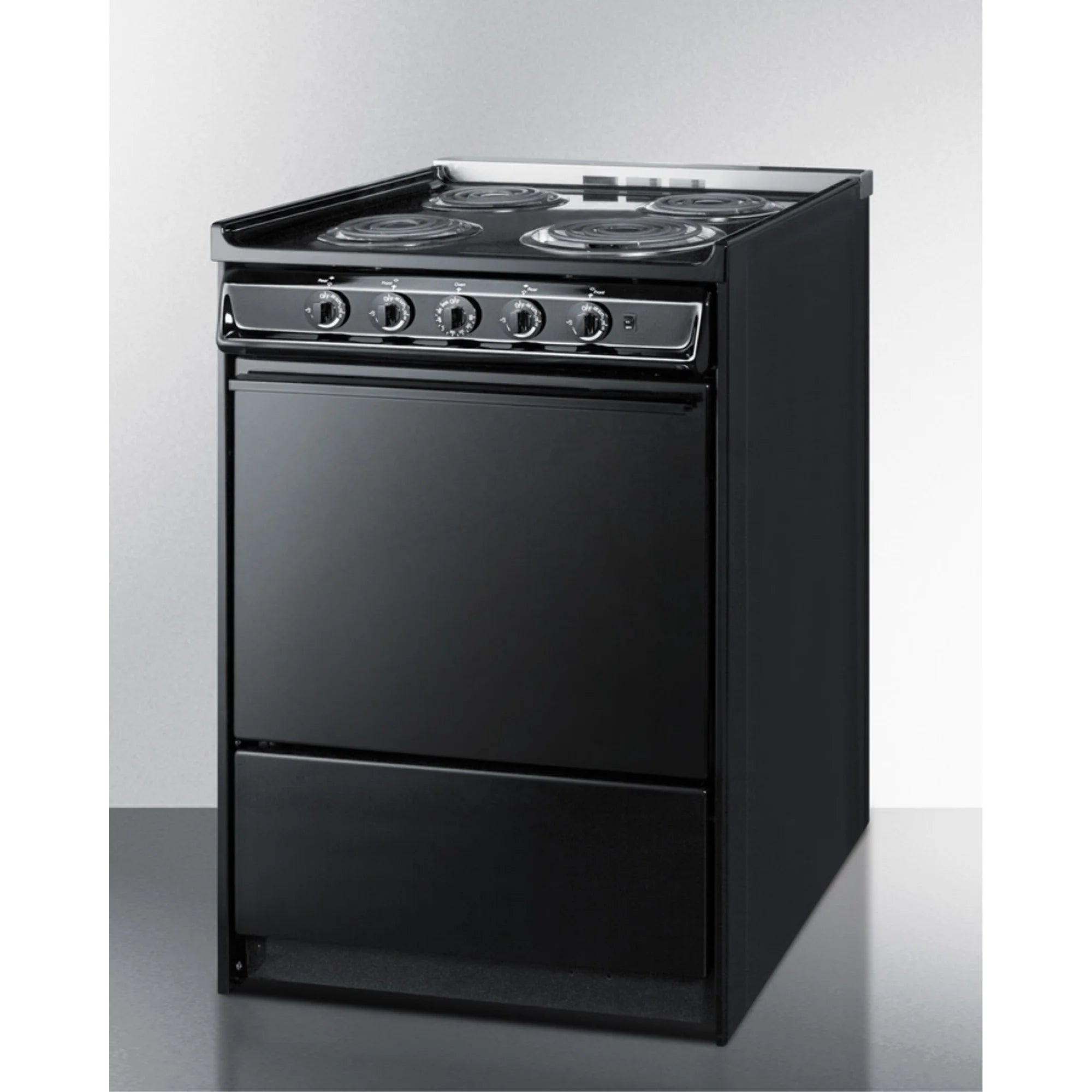 24" wide slide-in style electric coil range in black