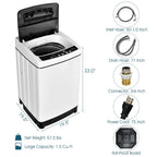 Kadyn 1.5 cu ft Full-Automatic Washing Machine with Stainless Steel Inner Barrel