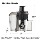Hamilton Beach Big Mouth Pro Juicer Machine for Fruits and Vegetables with Extra Large Chute, Extractor de Jugos, Stainless Steel