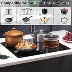 4 Burner Electric Cooktop, 24 Inch Electric Stove Top, Built-in Electric Cooktop with Sensor Touch Control, Timer & Child Lock Included, 9 Power Levels, 6000W, 220-240V Hard Wired (No Plug)