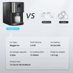Auseo Ice Maker Countertop with Soft Chewable Ice, 44 Lbs/24H, Self-Cleaning, One-Click Operation for Home/Party(Black)
