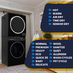 Equator 110V 1.6 cf Washer w/ Pet Cycle & 110V 3.5cf Vented Digital Sensor Dryer in Black