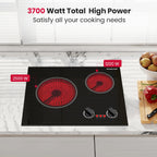 GASLAND 21 in 2 Elements Radiant Electric Cooktop with 9 Heating Levels, Smooth Surface, 240V