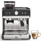 Kojooin Coffee Machines With Grinder,Espresso Machine,Semi-Automatic Espresso Maker With Milk Frother Steamer Wand,Silver