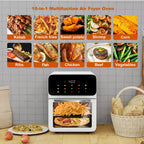 Bluebow Air Fryer 12QT Convection Oven with 10-in-1 Multi Function, Visible Window and Touchscreen, Black