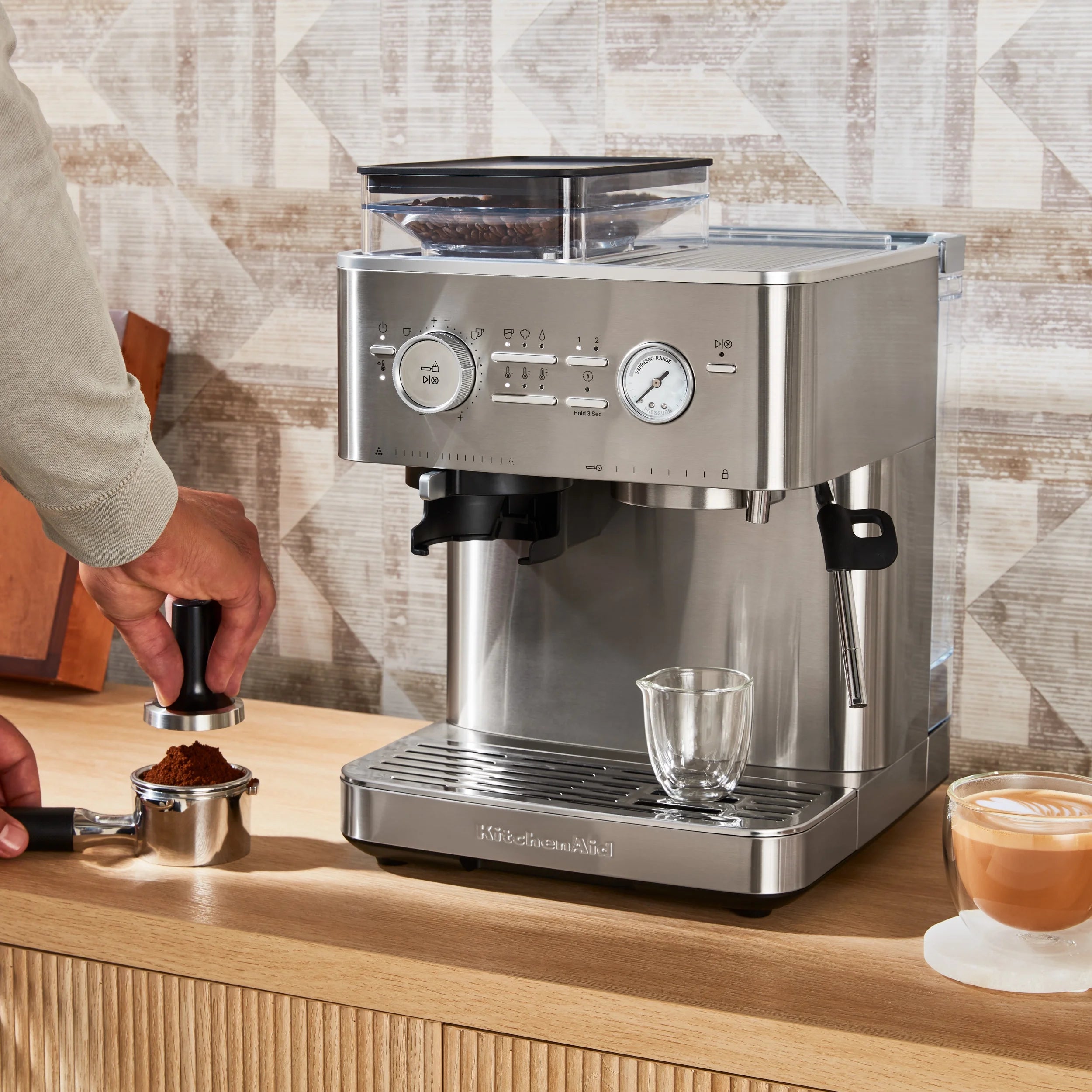 KitchenAid Semi-Automatic Espresso Machine with Burr Grinder | Brushed Stainless Steel