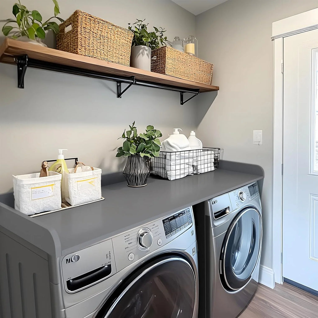 Kaboon Melamine Washer Dryer Countertop with Edge Rails �C Laundry Room Organization