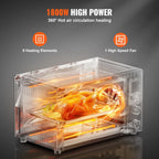 10-in-1 Countertop Convection Oven, 28L Toaster Oven with Air Fryer, 1800W Bake Rotisserie & Toast, Includes Pan & Rack