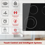 GIONIEN Electric Cooktop 30 Inch Ceramic Cooktop 4 Burners, 220V~240V Flexi Zone