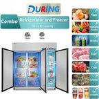 DURING 72" Commercial Refrigerator Freezer Combo, 3-Door Solid Door Reach-In, 54 Cu.ft Upright Fridge Freezer