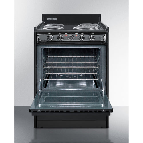 24" wide electric coil range in black