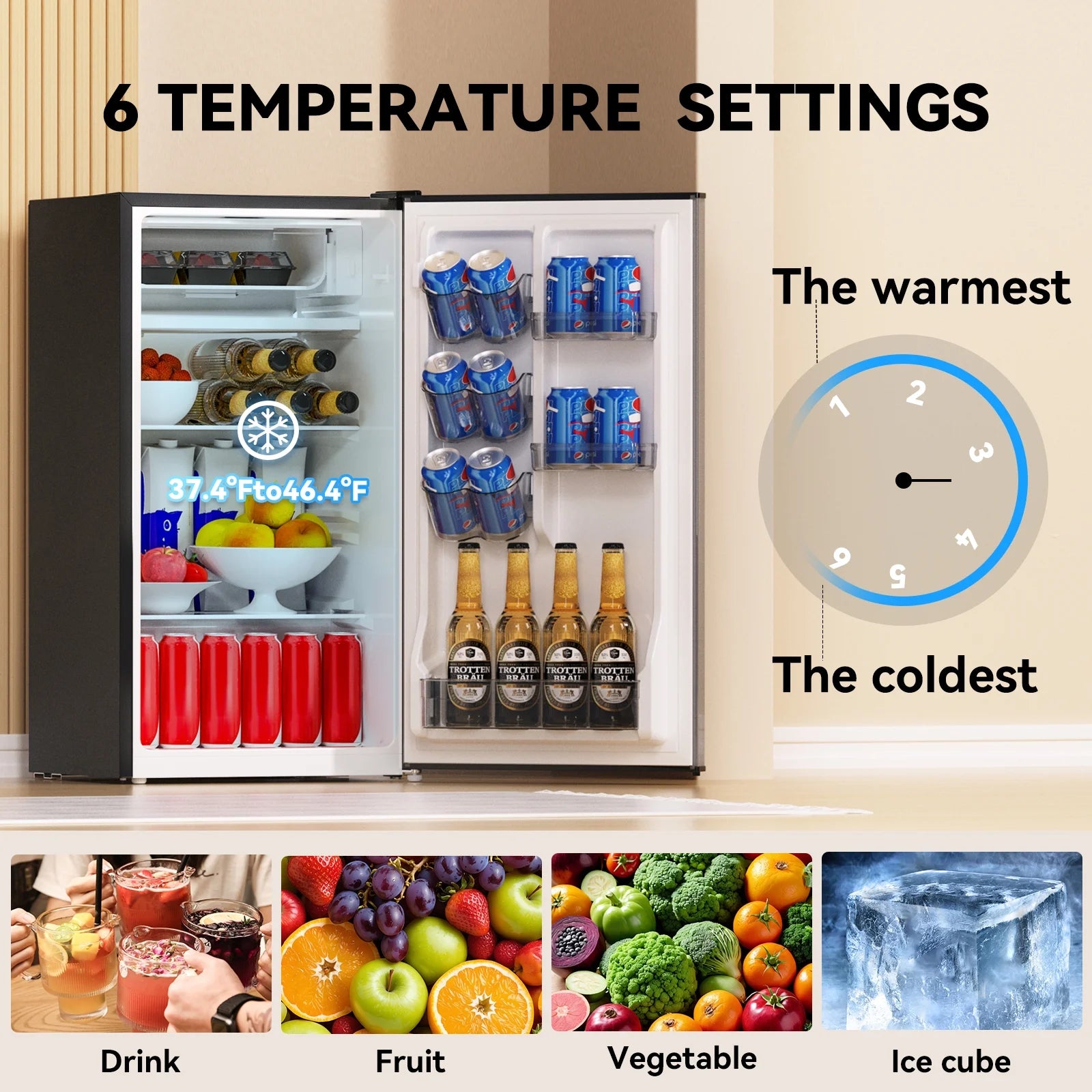3.1 Cubic Feet Freestanding Mini Fridge Compact refrigerator grey