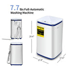 Spaco 7.7 lbs Full Automatic Laundry Washer, Compact Full Automatic Washing Machine with Heating Function Pump, Washing Machine for Indoor, Blue