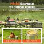 5-Piece Outdoor Turkey and Seafood Cooking Set: High-Power Fryer/Steamer with 54K BTU Burner, Baskets, Rack, and Thermometer