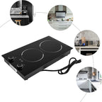 Electric Ceramic Cooktop with Timer,2 Burners Built-in Radiant Electric Stove Top with Child Safety Lock,24 Inch Electric Cooktop with Sensor Touch Control (9 Power-2 Burners)