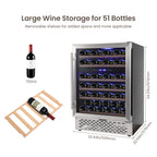 Garvee 24 Bottle Freestanding Wine Cooler Refrigerator with Glass Door for Bar, Party, Winery, Black