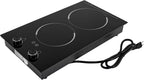 Electric Ceramic Cooktop with Timer,2 Burners Built-in Radiant Electric Stove Top with Child Safety Lock,24 Inch Electric Cooktop with Sensor Touch Control (9 Power-2 Burners)