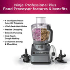 Restored Ninja BN601 Plus Food Processor 1000 Watts Autoiq, Chop Slice Shred, 9Cup Silver Stainless (Refurbished)