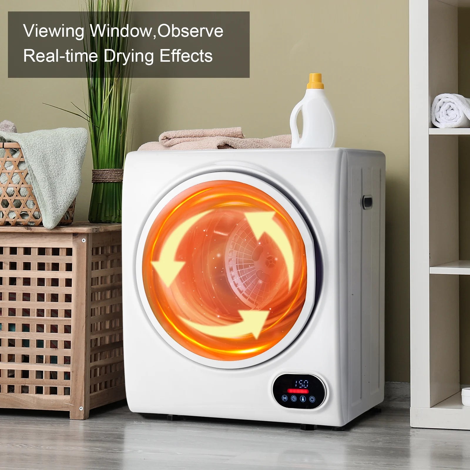 GYJ28-88-E Compact portable Household clothes Dryer 1.5CUFT Drum Dryer with LED display -White 120V 2.5KG