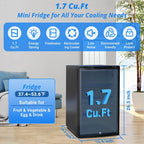Smad 2.1 Cu ft Compact Refrigerator 110V/12V RV Truck Caravan Car Fridge Quiet Reversible Door Lock
