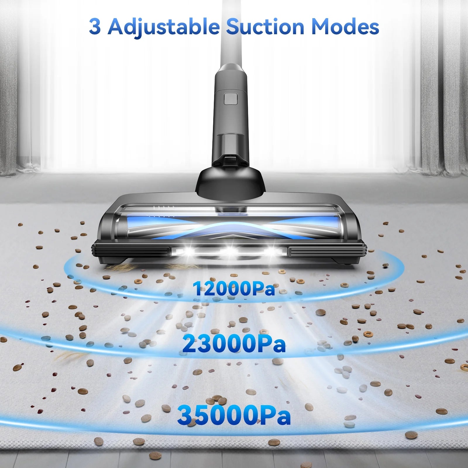 Lazyswan Cordless Vacuum Cleaner 35KPA Self-Standing Stick Vacuum 50min 400W Vac for Home Pet Hair Car Carpet Hardwood Floor, Black