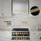 Akicon Range Hood 36 Inch, Ultra Quite Stainless Steel Kitchen Hood, Wall Mount Square Vent Hood with LED Light and Dishwasher-Safe Filters, Hood Vents for Kitchen, 3 Speeds, 600 CFM (AK-HS36HB-SWG)