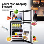 GGTB Retro Compact Two Door Refrigerator, Black, 3.0 Cu ft