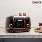 Haden Heritage 1500 1.7 Electric Kettle, Matte Black Finish with Copper Accents