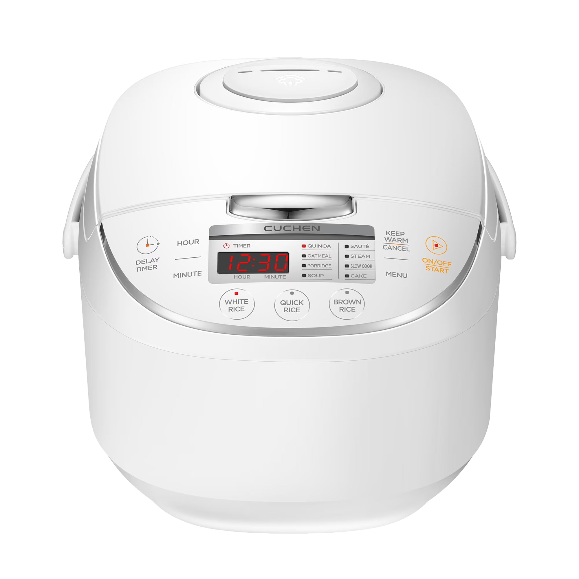 CUCHEN CRM-G0601WUS | Micom Rice Cooker 6 Cup (Uncooked) and Warmer | Direct Touch control | Nonstick Inner Pot | Delay Timer | White