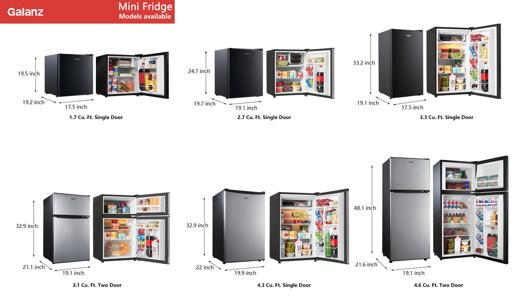 (3 pack) Galanz 3.3 Cu ft One Door Mini Fridge, Black Estar, New